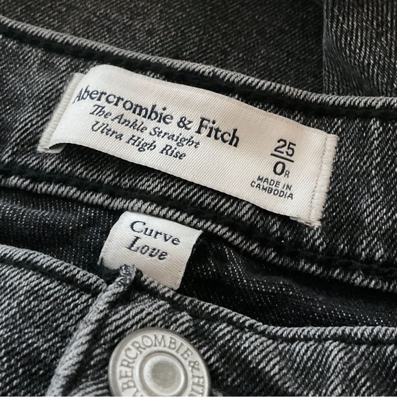 Abercrombie & Fitch Ankle Straight Ultra High Rise Jeans Sz 25 Curve Love Gray - Picture 12 of 13